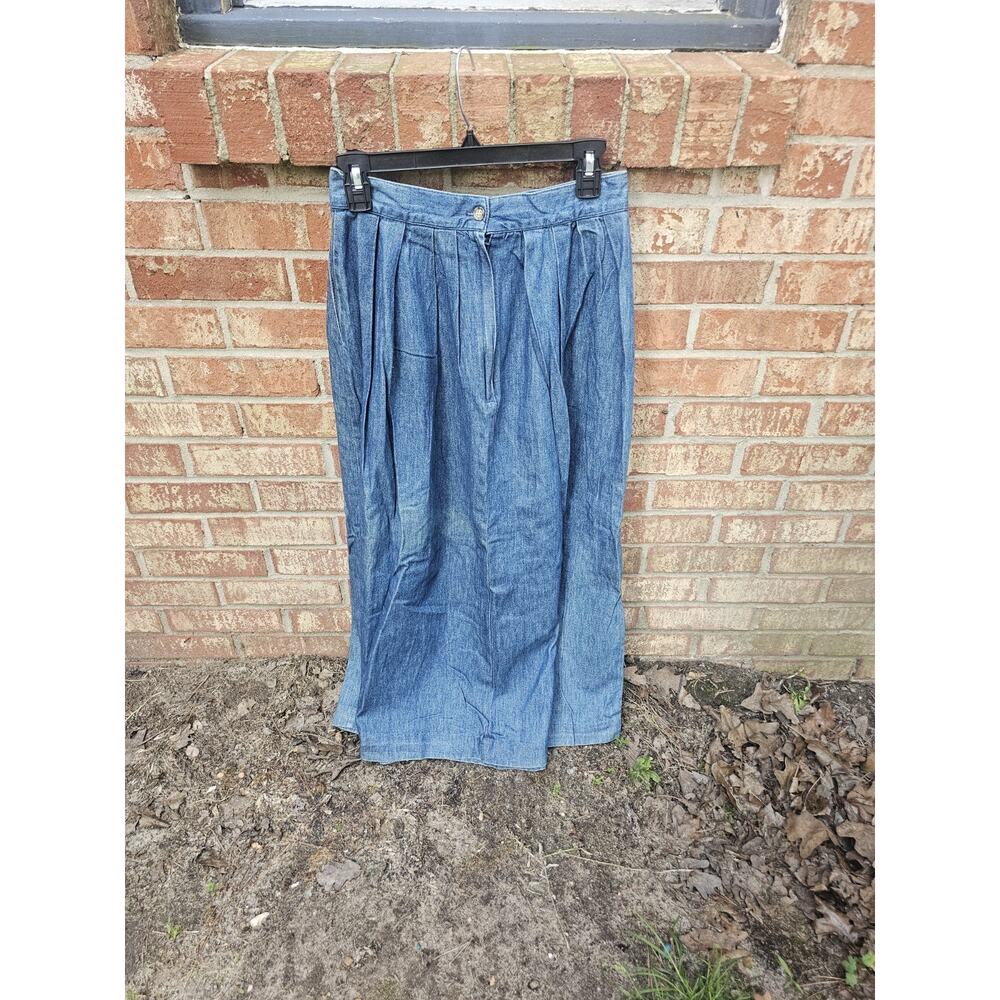 Vintage Manor House Pleated Denim Maxi Skirt Made In USA Size 10 Cottagecore